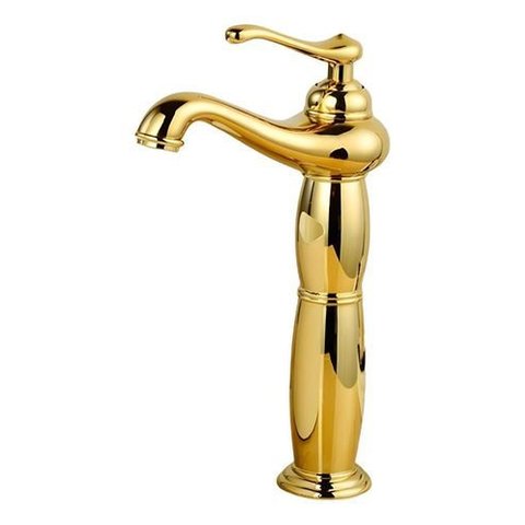 Torneira Banheiro Dourada Alta Vintage Monocomando Lavabo