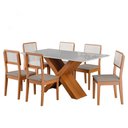 Ver imagem 1 de Conjunto de Mesa Sala de Jantar Tampo com Vidro 1,60m Grécia 6 Cadeiras Santiago Dobuê Madeirado