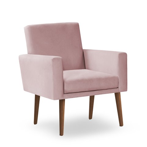 Poltrona Decorativa Nina Suede Rosa Bebe - Inova Decor Inova Decorações