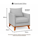Ver imagem 5 de Kit Petiz Sofá 2 Lugares + Poltrona Orgânica Bouclé Cinza Living Sala Recepção