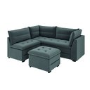 Ver imagem 2 de Sofá de Canto com Puff Monte do Seu Jeito Benfica Veludo Luizzi