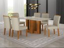 Ver imagem 1 de Conjunto Jantar 6 Cadeiras 1,60x090 Izabelle - Arbo Design - Cinamomo Off White - Linho Bege