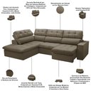 Ver imagem 4 de Sofá 4 Lugares Retrátil Reclinável Chaise Esquerdo 288cm Solin F04 Veludo Marrom Claro - Lyam Decor