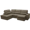 Ver imagem 1 de Sofá 4 Lugares Retrátil Reclinável Chaise Esquerdo 288cm Solin F04 Veludo Marrom Claro - Lyam Decor
