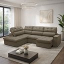 Ver imagem 3 de Sofá 4 Lugares Retrátil Reclinável Chaise Esquerdo 288cm Solin F04 Veludo Marrom Claro - Lyam Decor