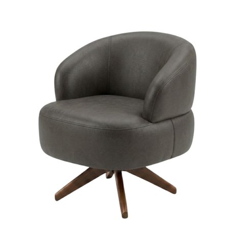 Poltrona Decorativa Chair Corano Premium Dark Brown Giratória Sala Dekorien