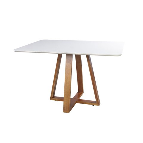 Mesa de Jantar Tampo de Vidro 120cm Off White Luna