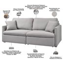Ver imagem 6 de Sofá 2 Lugares Retrátil Reclinável para Sala de Estar 140cm Send K01 Linho Soft Cinza - Lyam