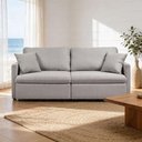 Ver imagem 4 de Sofá 2 Lugares Retrátil Reclinável para Sala de Estar 140cm Send K01 Linho Soft Cinza - Lyam