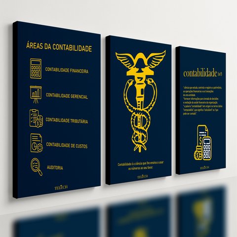 Kit 3 Quadro Decorativo Contabilidade Escritório Contábeis 28x20