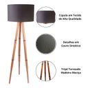Ver imagem 3 de Luminária Zarah Cúpula em Tecido Premium e Tripé Torneados:preto
