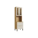 Ver imagem 1 de Cristaleira de Cozinha Paneleiro Riesling C/ 4 Portas (2 Reflectas) e 1 Nicho P/ Forno 70cm Amendoa/