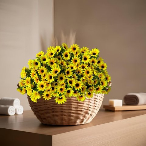 6 Flores Girassol Artificial Amarelo Decoração Barata Realista Grande Qualidade Premium
