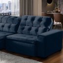 Ver imagem 2 de Sofá Retrátil Reclinável 8 Lugares 380cm com Pillow Veludo Azul Alasca Megasul