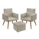 Ver imagem 1 de Kit 2 Poltronas Vega Com Puff Quasar Courino Bege Aradecor