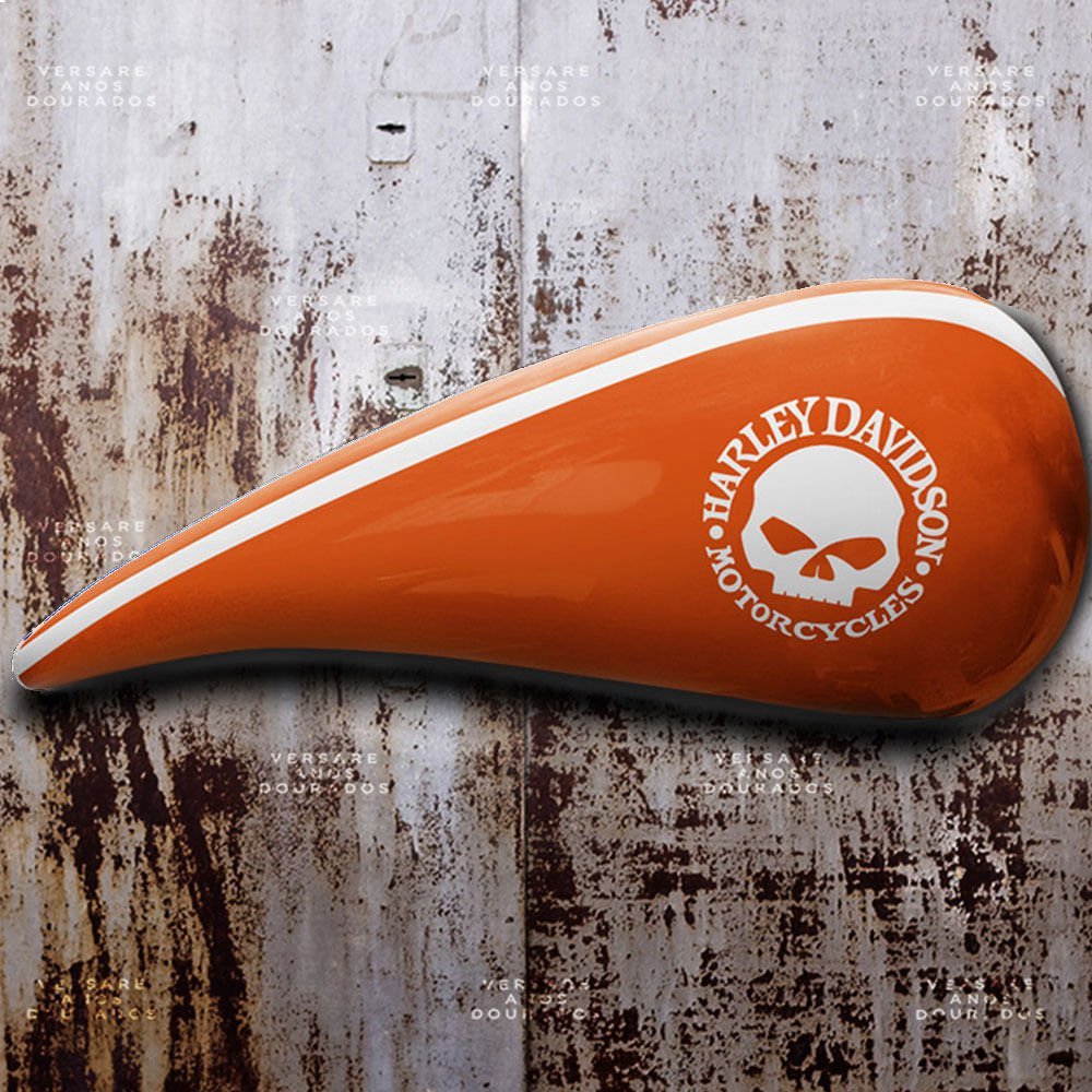 Tanque de Combustível Decorativo Harley Davidson Skull Laranja