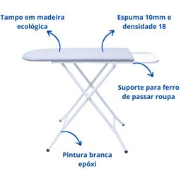 Tábua de Passar Roupa Dobrável e Regulável Reforçada Jaddi - 4