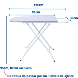 Tábua de Passar Roupa Dobrável e Regulável Reforçada Jaddi - 3