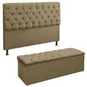 Ver imagem 1 de Kit Cabeceira e Recamier Sapateira Baú para Cama Box Casal Queen - Sv Decor:capuccino
