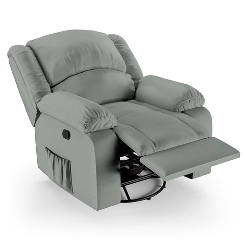 Poltrona do Papai Reclinável Pietra Glider Giratória Massagem Fh9 Pu Cinza - Mpozenato
