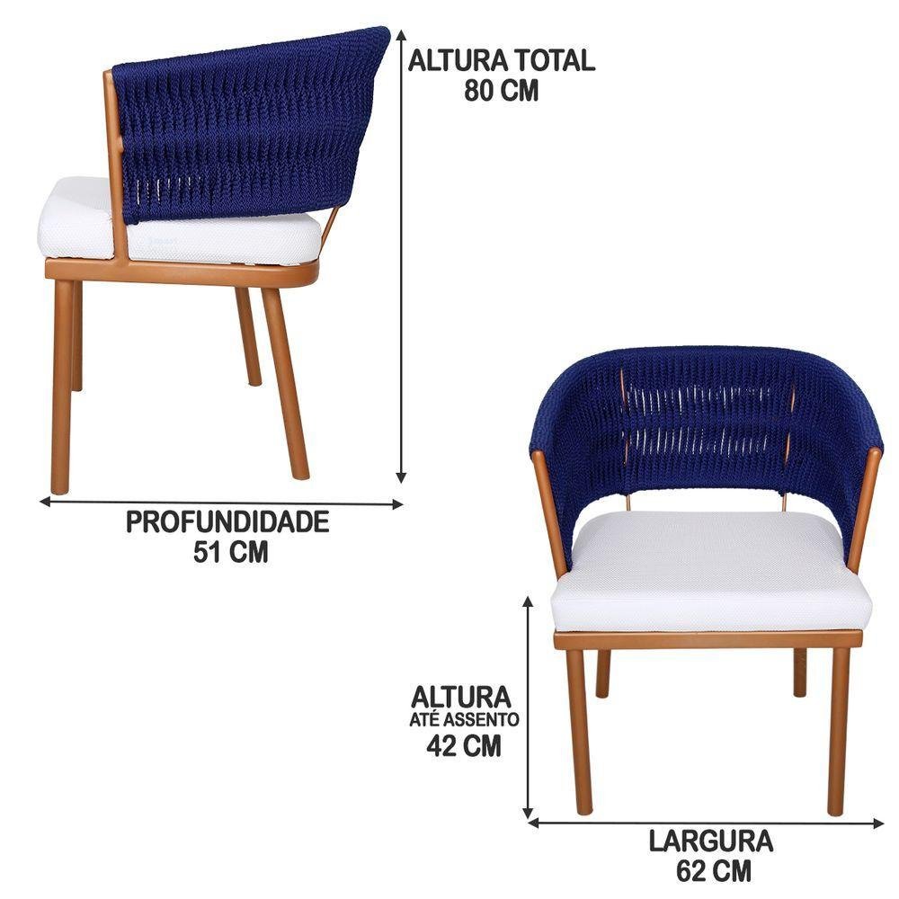 2 Poltronas Califórnia em Alumínio Bronze, Corda Náutica - 2