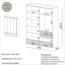 Ver imagem 4 de Guarda-Roupa 180 cm com 4 Portas Quarto Off White/Freijo