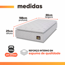 Ver imagem 3 de Colchão Solteiro Espuma D33 Vangogh Pillow Top 88x188x29cm Branco Hellen