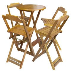 Conjunto de Mesa Bistrô de Madeira com 4 Cadeiras Dobravel Ideal para Bar e Restaurante Mel - 1