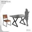 Ver imagem 5 de Conjunto Sala de Jantar Mesa 120x90cm Base Império Tampo MDF Laca com Vidro Napoli Preto/Marrom