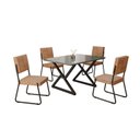 Ver imagem 2 de Conjunto Sala de Jantar Mesa 120x90cm Base Império Tampo MDF Laca com Vidro Napoli Preto/Marrom