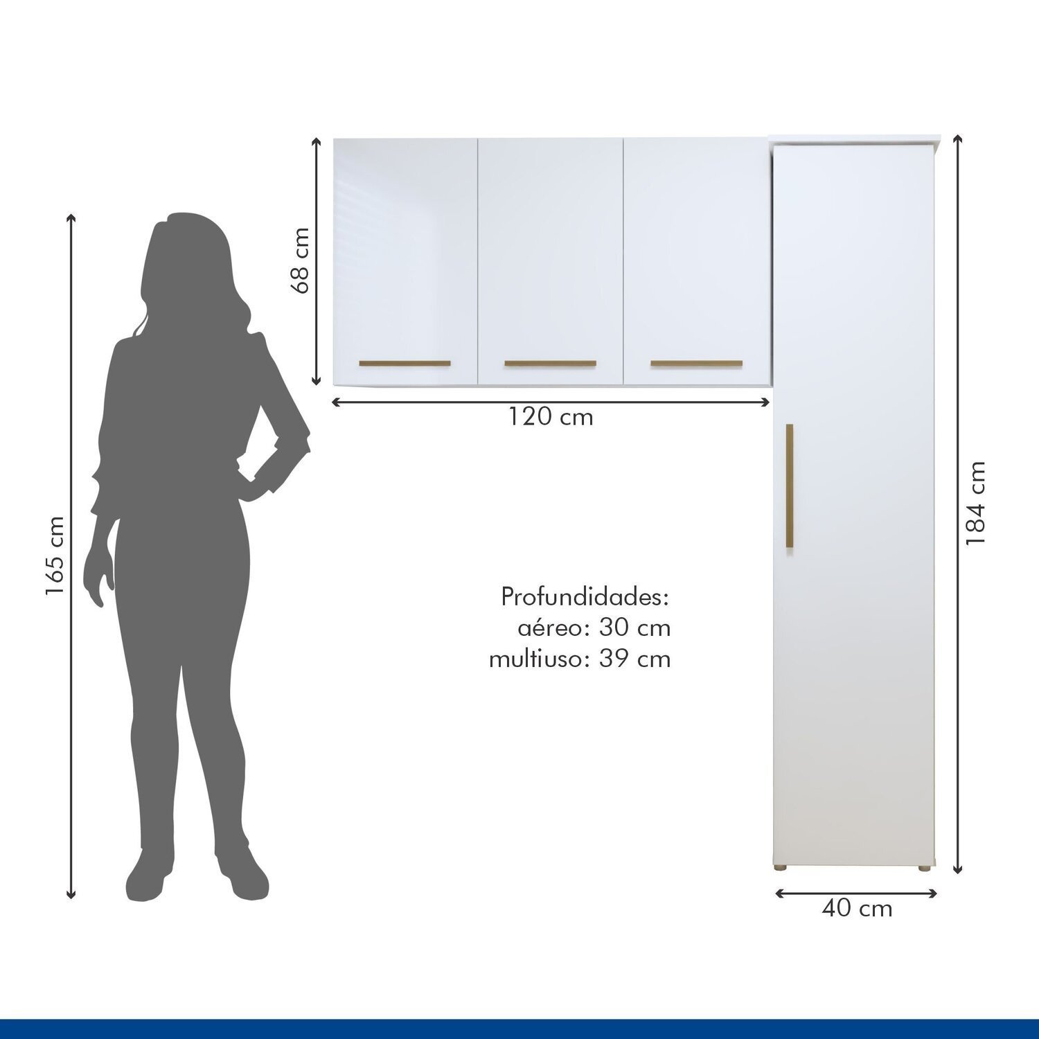 Lavanderia Modulada 1 Armário Multiuso e Armário Aéreo Jundiaí - 9