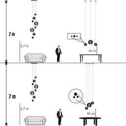 Conjunto Lustres para Sala de Estar e Sala de Jantar Mix - Marrom - 2
