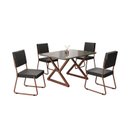 Ver imagem 2 de Conjunto Sala de Jantar Mesa 120x90cm Base Império Tampo MDF Laca com Vidro Napoli Marrom/Preto