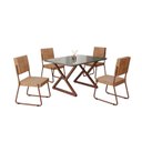 Ver imagem 2 de Conjunto Sala de Jantar Mesa 120x90cm Base Império Tampo MDF Laca com Vidro Napoli Marrom