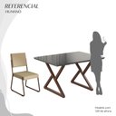 Ver imagem 5 de Conjunto Sala de Jantar Mesa 120x90cm Base Império Tampo MDF Laca com Vidro Napoli Marrom/Creme