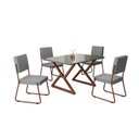 Ver imagem 2 de Conjunto Sala de Jantar Mesa 120x90cm Base Império Tampo MDF Laca com Vidro Napoli Marrom/Grafite