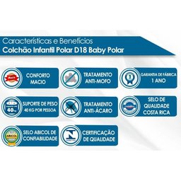 Colchão Berço Polar do Bebê D18 Baby - 60x130x10 -  - 2
