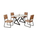 Ver imagem 2 de Conjunto Sala de Jantar Mesa 120x90cm Base Império Tampo MDF Laca com Vidro Napoli Preto/Marrom