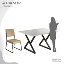Ver imagem 5 de Conjunto Sala de Jantar Mesa 120x90cm Base Império Tampo MDF Laca com Vidro Napoli Preto/Creme
