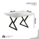 Ver imagem 3 de Conjunto Sala de Jantar Mesa 120x90cm Base Império Tampo MDF Laca com Vidro Napoli Preto/Creme