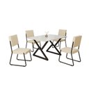 Ver imagem 2 de Conjunto Sala de Jantar Mesa 120x90cm Base Império Tampo MDF Laca com Vidro Napoli Preto/Creme