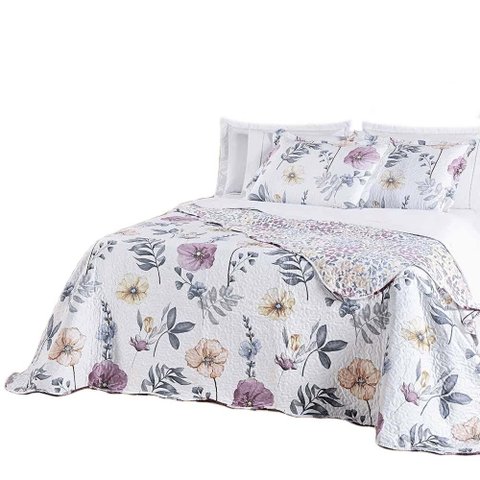 Kit Cobre Leito Colcha Lumiere Casal Dupla Face - Eloise