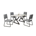 Ver imagem 2 de Conjunto Sala de Jantar Mesa 120x90cm Base Império Tampo MDF Laca com Vidro Napoli Preto/Grafite