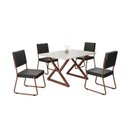 Ver imagem 2 de Conjunto Sala de Jantar Mesa 120x90cm Base Império Tampo MDF Laca com Vidro Napoli Marrom/Preto