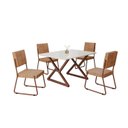 Ver imagem 2 de Conjunto Sala de Jantar Mesa 120x90cm Base Império Tampo MDF Laca com Vidro Napoli Marrom