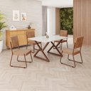Ver imagem 1 de Conjunto Sala de Jantar Mesa 120x90cm Base Império Tampo MDF Laca com Vidro Napoli Marrom