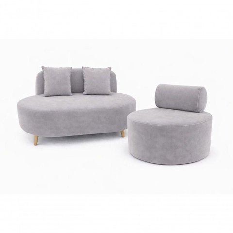 Sofá Orgânico Feijão 2 Lugares 115cm Cinza Suede