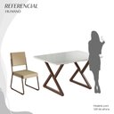 Ver imagem 5 de Conjunto Sala de Jantar Mesa 120x90cm Base Império Tampo MDF Laca com Vidro Napoli Marrom/Creme