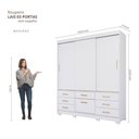 Ver imagem 3 de Guarda Roupa Lais 3 Portas de Correr 7 Gavetas MDF