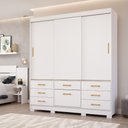 Ver imagem 2 de Guarda Roupa Lais 3 Portas de Correr 7 Gavetas Mdf
